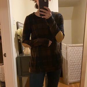 Chocolate Brown Checkered Sweater Elbow Pads S/M